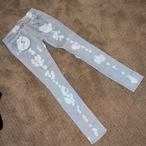 John eshaya sz 6 Gray jeans with bleach spots lightning bolt back pocket RARE!